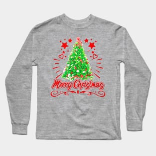 Christmas Tree Merry Christmas Red Long Sleeve T-Shirt